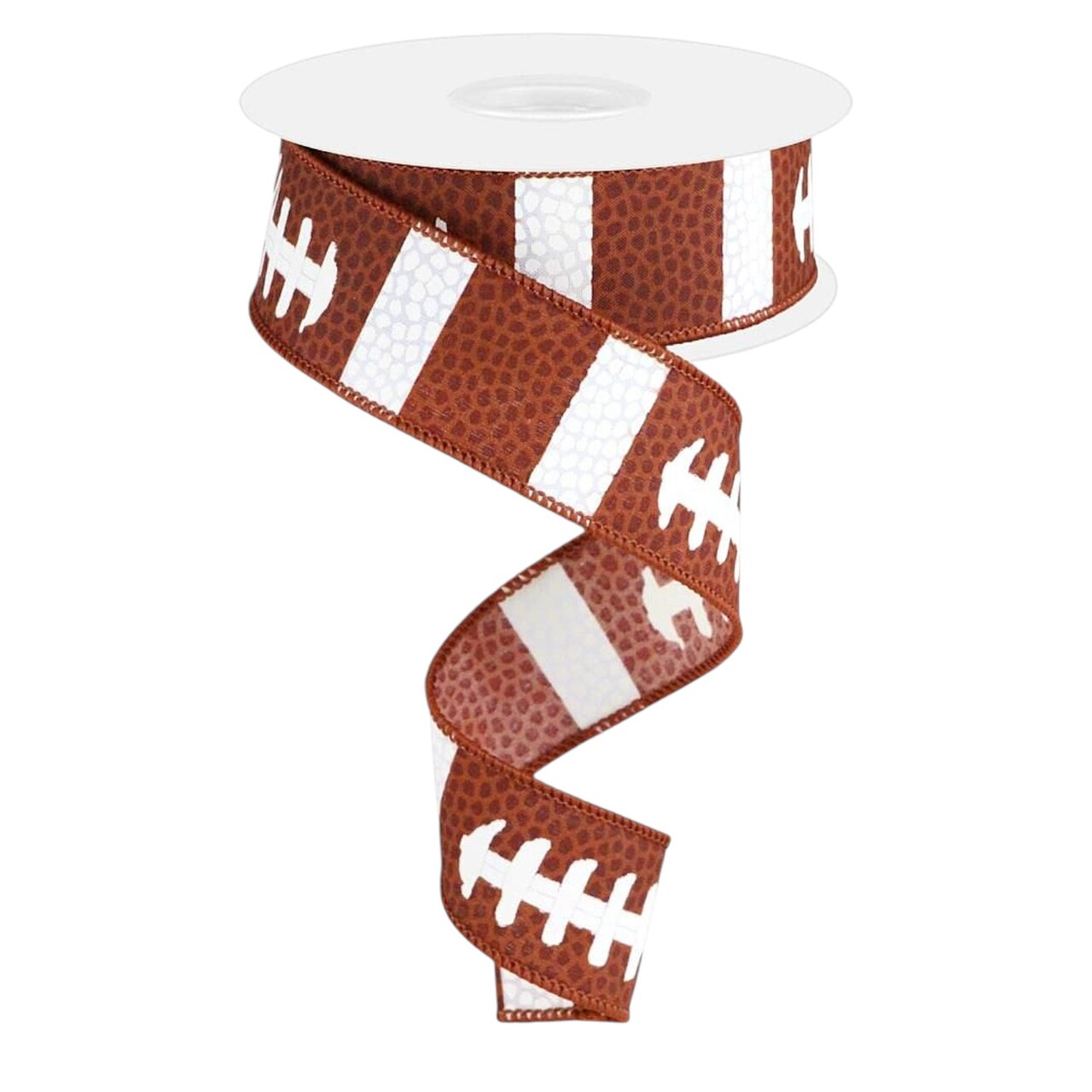 RG Ribbon: Football Laces Wired Ribbon - Brown, White For Bows, Wreaths, Crafts and Sports Party Decorations